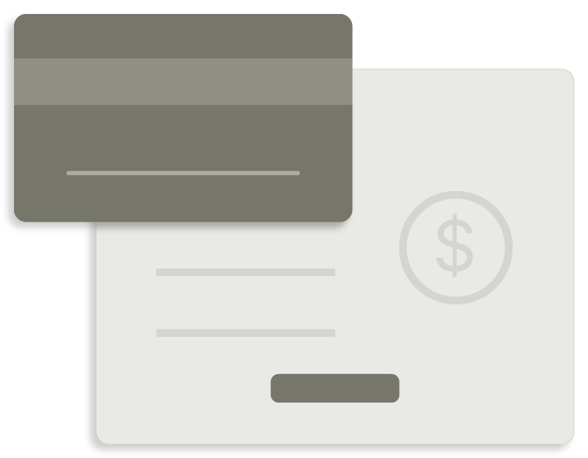 Minimalistic clip-art depicting a credit-card and bill